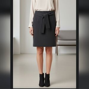 Club Monaco Dark Gray Wool Skirt With Tie Detail, Sz L